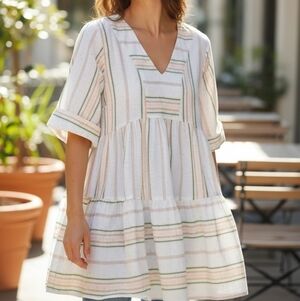 Entro White Striped Mini Dress